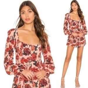 Beach Riot Rose Floral Print Sailor Romper Sz XS
